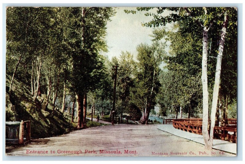 c1910 Entrance to Greenough Park Missoula Montana MT Antique Unposted Postcard