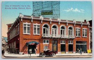 c.1917 Vintage Detroit Up to the Minute Edelweiss Cafe Postcard Street Scene MI