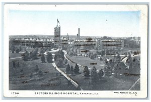 c1905 Eastern Illinois Hospital Building Road US Flag Kankakee Illinois Postcard