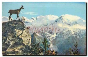 Old postcard Chamois Hunters at Puys Mont Blanc In the silence of whispering ...