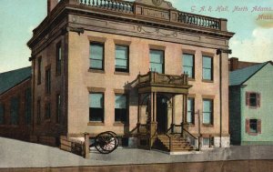 Vintage Postcard G.A.R. Hall Building Front View Door North Adams Massachusetts