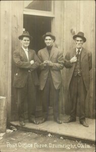 Drumright OK Post Office Force Mail Carriers Mailmen Real Photo Postcard xst