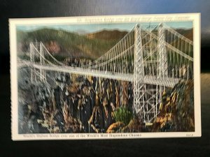 Vintage Postcard 1938 Suspension Bridge Royal Gorge Canon City Colorado (CO)