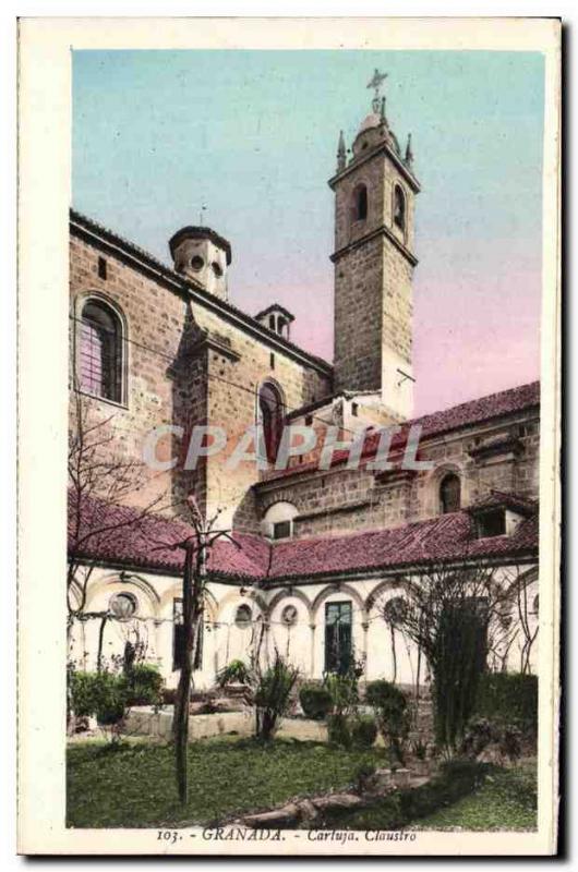 Postcard Old Cartuja Granada Cloister