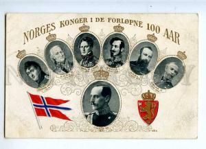 227146 NORWAY KINGS flag & coat of arms Vintage postcard