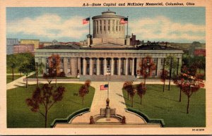 Ohio Columbus State Capitol Building and McKinley Memorial 1954 Curteich