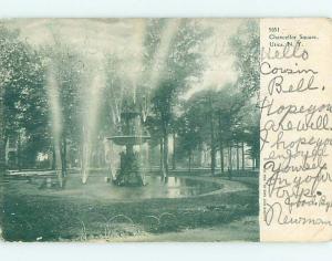 Pre-1907 FOUNTAIN AT CHANCELLOR SQUARE PARK Utica New York NY t3722