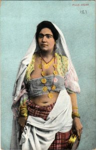 PC CPA EGYPT, TYPES AND SCENES, FILLE ARABE, VINTAGE POSTCARD (b9169)