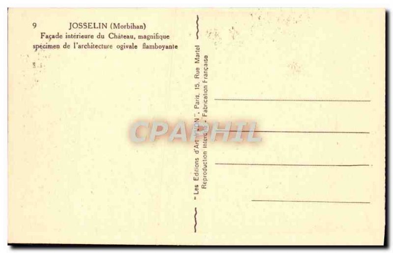 Old Postcard Josselin Facade Inner du Chateau