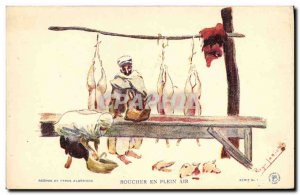 Old Postcard Fantasy Illustrator Algeria North Africa Butcher outdoor