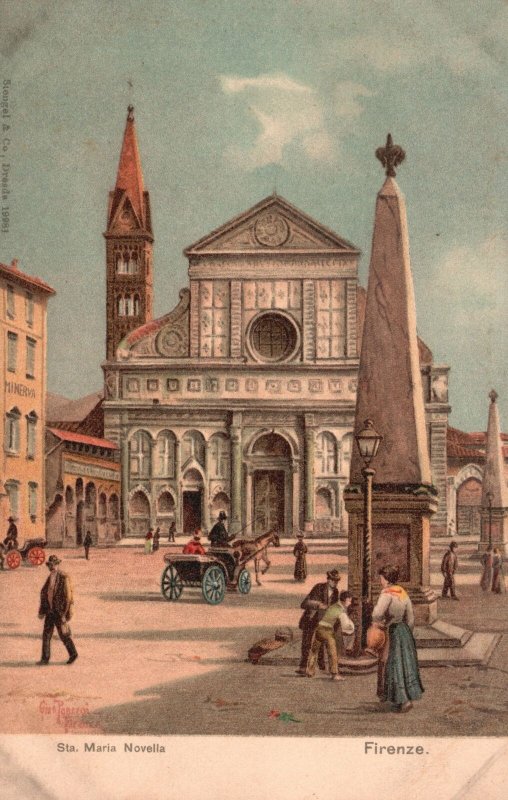 Vintage Postcard Santa. Maria Novella Firenze Basilica Church Florence Italy