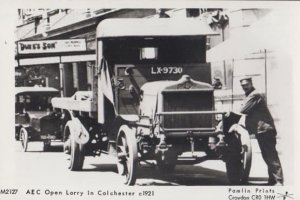 Open Top Lorry in Colchester Essex Uniform Driver Town Hall Real Photo Postcard