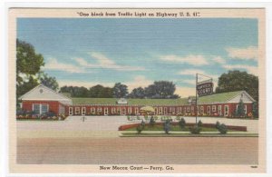 New Mecca Court Motel US 41 Perry Georgia 1952 linen postcard