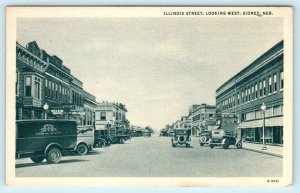 SIDNEY, Nebraska NE ~ ILLINOIS STREET Scene looking West 1939  Postcard