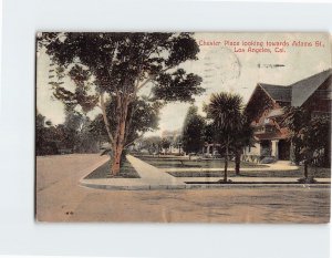 Postcard Chester Place looking towards Adams St., Los Angeles, California