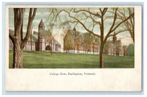 c1900s College Row, Burlington Vermont VT Posted Antique PMC Postcard