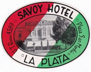 Bolivia La Paz Savoy Hotel Vintage Luggage Label sk3423