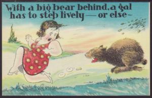 With a Big Bear Behind,Comic Postcard