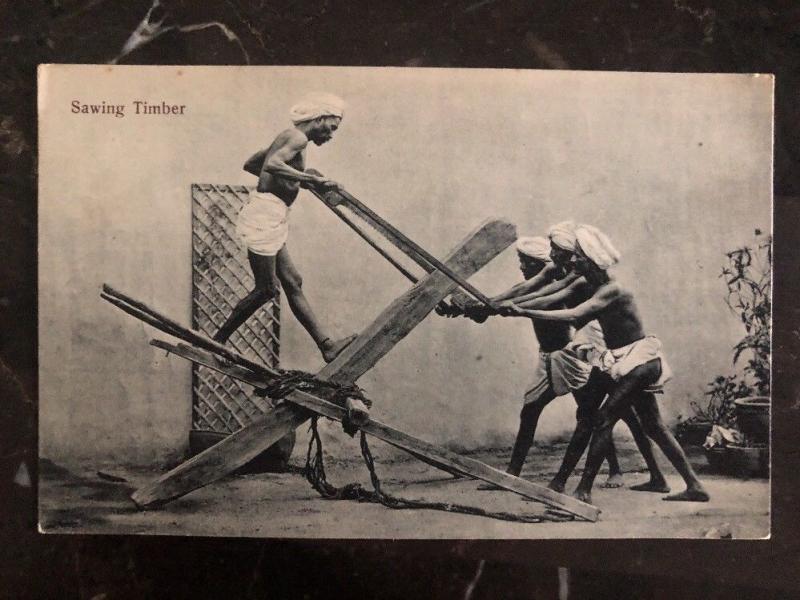 Mint India Real Picture Postcard  RPPC Sawing Timber