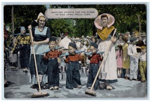 Pella Iowa IA, Spotless Streets For The Queen To Ride Upon Dutch Broom Postcard 