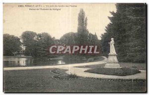 Old Postcard Glass A corner of the botanical garden Statue of Madame de Sevigne