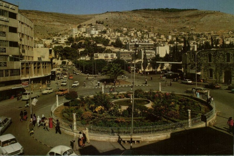 israel palestine, NABLUS, Martyr's Square, Cars (1960s) Postcard