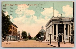 Main Street~Fourth Street West From Ludlow Dayton Ohio~Vintage Postcard