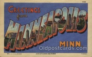 Minneapolis, Minn, USA Large Letter Towns 1948 crease right bottom corner, ve...