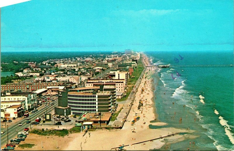 Birds Eye Beach View Virginia Beach VA Chrome Postcard E3