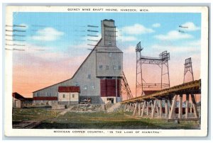 1947 Quincy Mine Shaft House Exterior Hancock Michigan MI Posted Mining Postcard