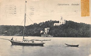 Christiania Norway Oscarshal Ship Scenic View Vintage Postcard AA70704