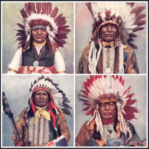 American Natives Chiefs ethnic 4 vintage postcards L558