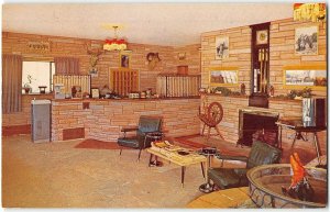 Jackson, Wyoming FLAME MOTEL Interior Mid-Century Modern 1960s Vintage Postcard