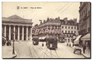 Old Postcard Tram Lyon's Theater Square Bunting