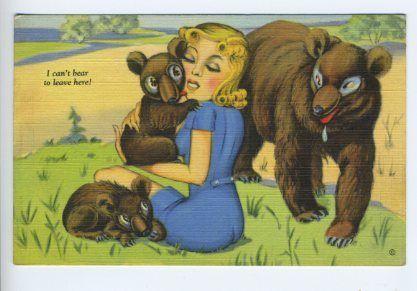  I Can't Bear to Leave Here! Curt Teich Linen Postcard