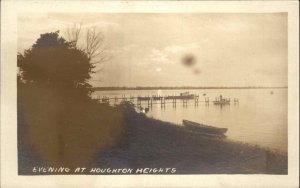 Houghton Heights Michigan MI Evening Water View Real Photo Vintage Postcard