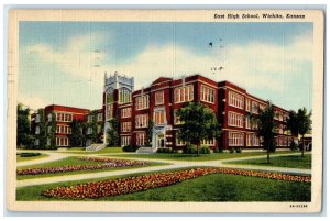 1946 East High School Exterior Building Wichita Kansas Vintage Antique Postcard