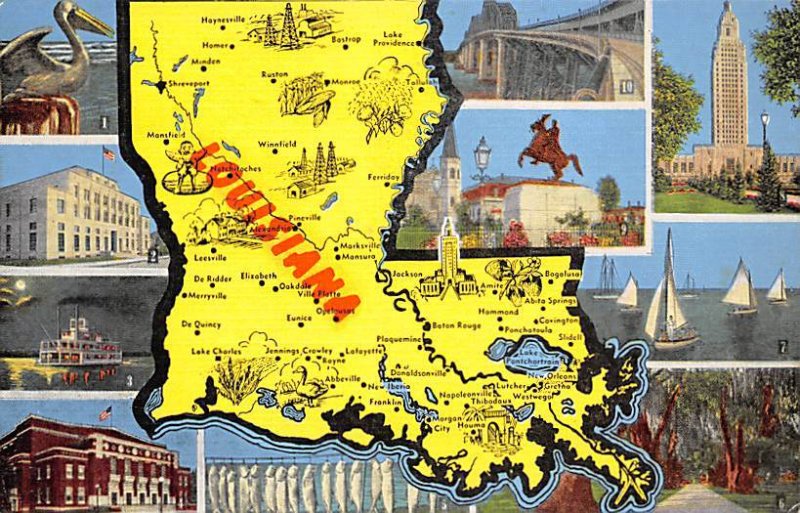 Louisiana, USA Map Unused 