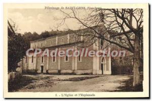 Postcard From Old Pilgrimage Saint Gens The Church And I'Esplanade