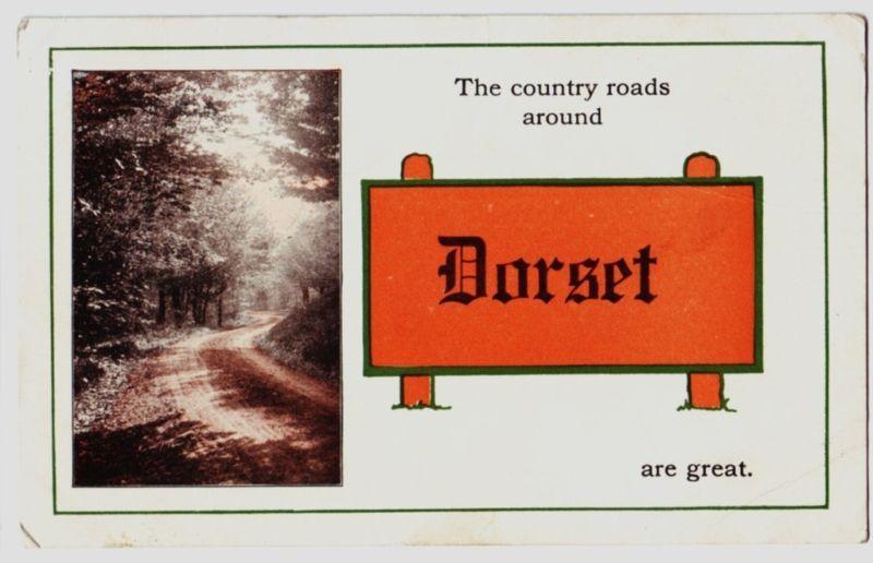 1914 DORSET Ohio Postcard Pennant Ashtabula County