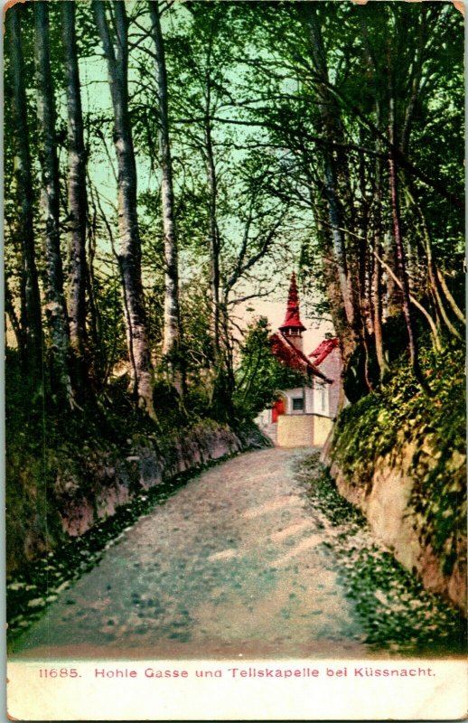 Vtintage Carte Postale 1910-15 Suisse Hohle Gasse Et Teliskapelle Bei Kussnacht