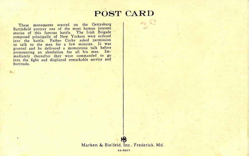 PA - Gettysburg. Monuments-- NY Irish Brigade, Father Corby