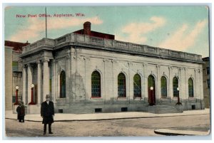 1912 New Post Office Exterior Building Appleton Wisconsin Vintage Wis Postcard