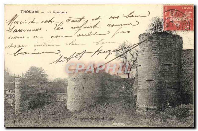 Old Postcard Thouars Ramparts