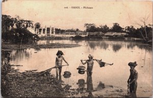 Vietnam Cochinchina Hanoi Pecheurs Vintage Postcard C078