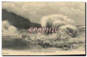 Old Postcard Villers sur Mer Waves Storm