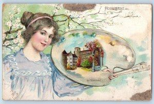 Heidelberg Germany Postcard Der Schlosshof 1907 Postage Due 2 Cents