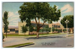 JUAREZ, Old Mexico ~ BORUNDA SCHOOL ca 1940s Linen Postcard