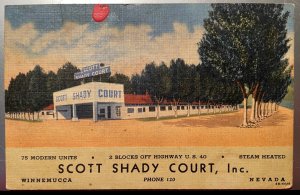 Vintage Postcard 1946 Scott Shady (Motor) Court, Winnemucca, Nevada (NV)