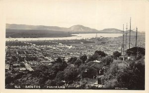 Santos Brazil 1930s RPPC Real Photo Postcard Panorama View